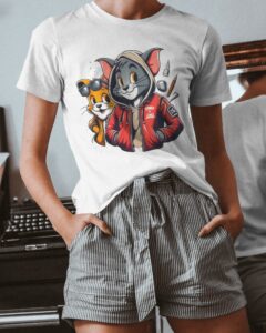 Stylish Tom and Jerry Graphic T-Shirt For Women