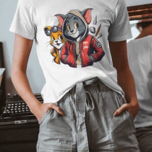 Stylish Tom and Jerry Graphic T-Shirt For Women