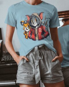 Stylish Tom and Jerry Graphic T-Shirt For Women