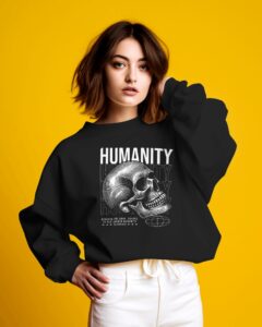 Humanity Skull Casual Wear Graphic Sweatshirts