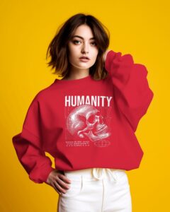 Humanity Skull Casual Wear Graphic Sweatshirts