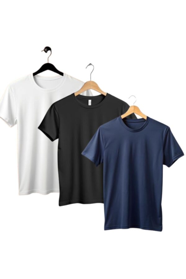 Pack of 3 Plain T-Shirts: Black, White, Navy Blue