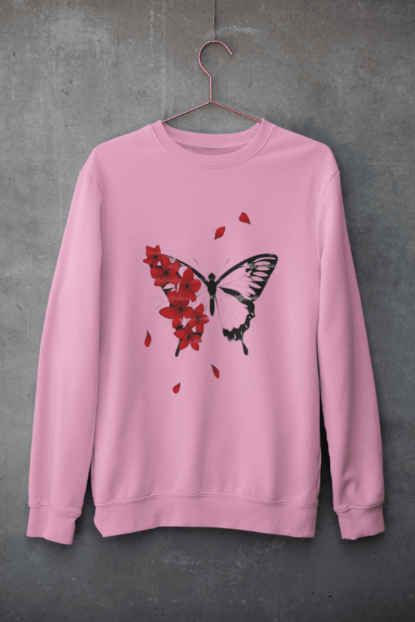 Cozy Floral Butterfly Sweatshirt For Women