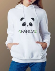 Panda Printed Hoodie for Girls - White