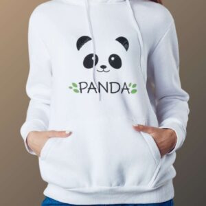 Panda Printed Hoodie for Girls - White