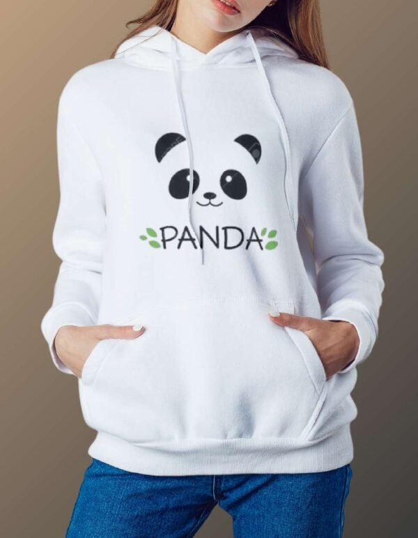 Panda Printed Hoodie for Girls - White