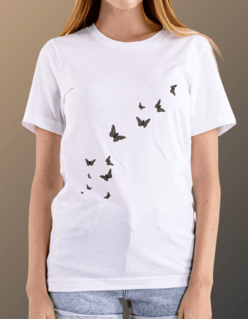 Butterfly Minimalist T-Shirt For Women - White