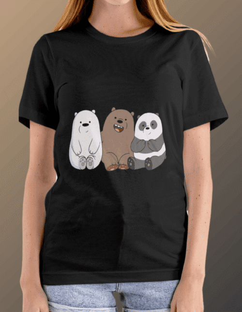 We Bare Bears T-Shirt For Women - Black
