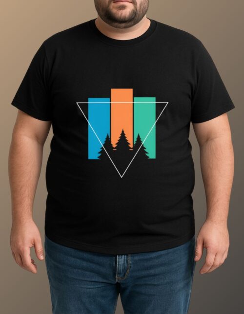 Geometric Forest T-Shirt - Black