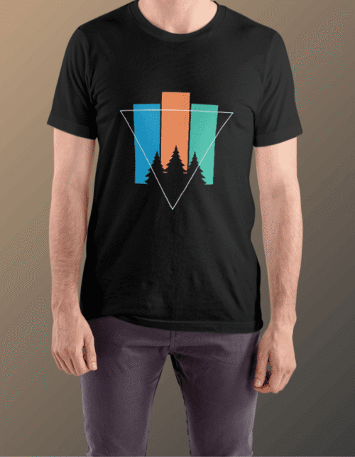 Geometric Forest T-Shirt - Black