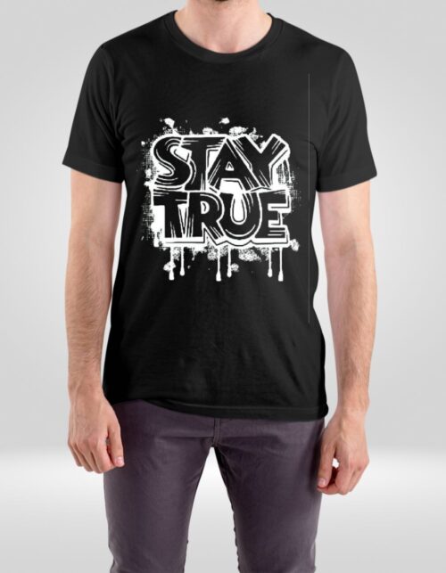 STAY TRUE Graffiti Tee – Black