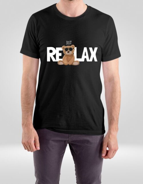 JUST RELAX Chill Bear Tee - Black